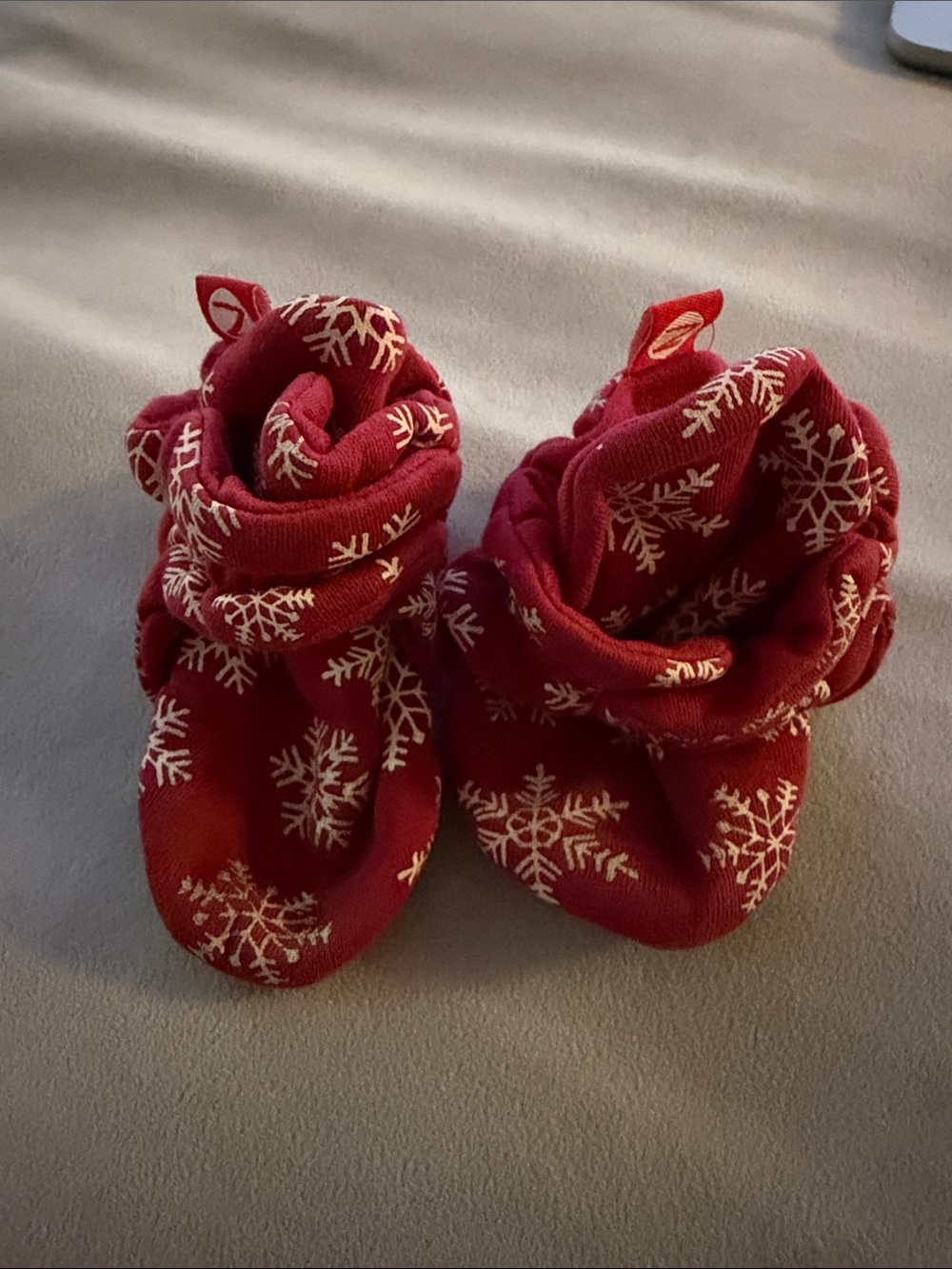 Zutano Burgundy Baby Booties with White Snowflake Accent